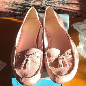 Cute pink flats with ties size 9.5M leather upper